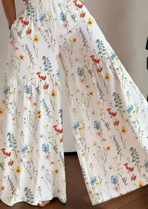 Women's Elegant Lightweight Printed Wide-Leg Pants, Comfortable Loose Fit, Suitable For All Seasons Vacation Spring