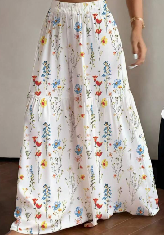 Women's Elegant Lightweight Printed Wide-Leg Pants, Comfortable Loose Fit, Suitable For All Seasons Vacation Spring